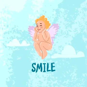 Funny little cupid smiling. Vector illustration concept Stock Illustration