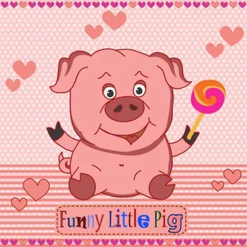 Funny little pig. Vector pattern Stock Illustration