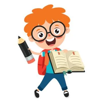 Funny Little School Kid Character Stock Illustration