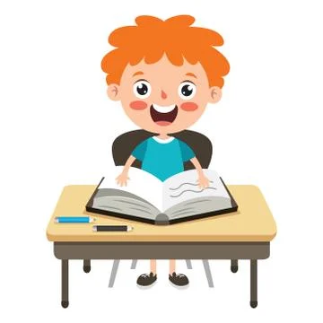 Funny Little School Kid Character Stock Illustration