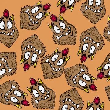 Funny looking monster pattern Stock Illustration
