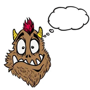 Funny looking monster with thought bubble Stock Illustration