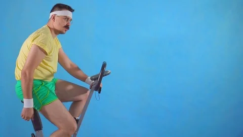 Funny man from the 80's with a mustache ... | Stock Video | Pond5