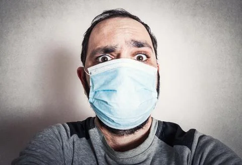Funny man with the beard making expressions Stock Photos
