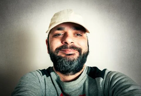 Funny man with the beard making expressions Stock-Fotos