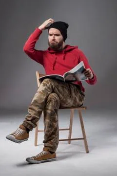Funny man with a beard Stock Photos