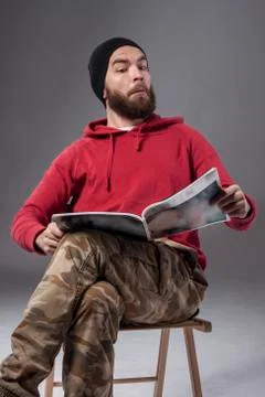 Funny man with a beard Stock Photos