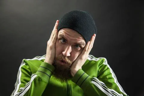 Funny man with a beard Stock Photos