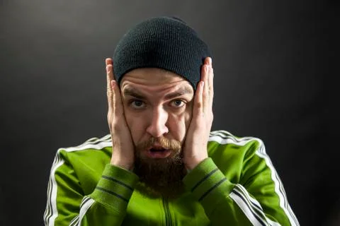Funny man with a beard Stock Photos