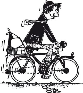 Funny man on a bicycle, Retro Vector Illustration Illustrazione stock