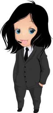 Funny man in a black jacket Stock Illustration