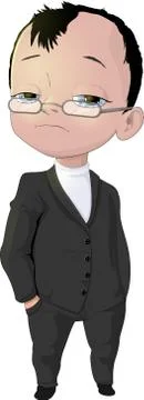 Funny man in a black jacket Stock Illustration