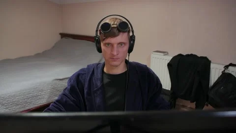 Funny Man At The Computer Stock Footage 142139456