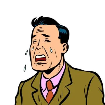 Funny man crying Stock Illustration