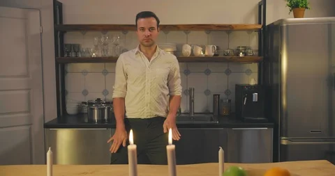 Funny man dancing in kitchen Stock Footage 114116788