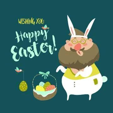 Funny Man in Easter Bunny Costume Stock Illustration