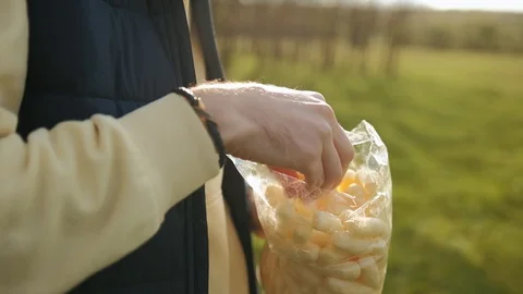 Funny man eats sweet tasty cornflakes. Happy Stock Footage 130102709