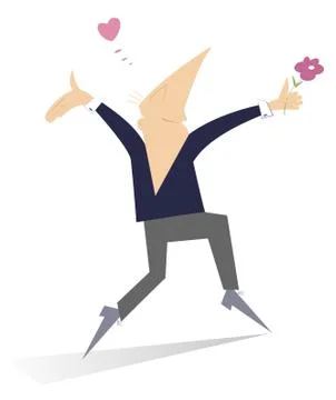 Funny man falling in love Stock Illustration