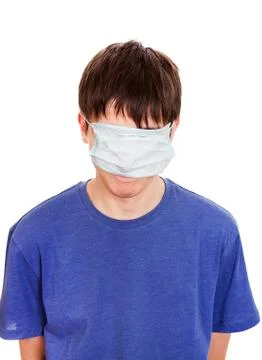 Funny Man in Flu Mask Stock-Fotos