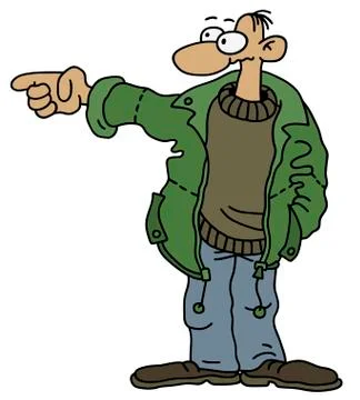 Funny man in green jacket Stock Illustration
