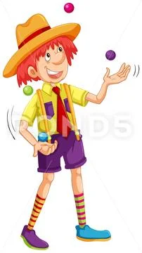 Funny man juggling balls Stock Illustration