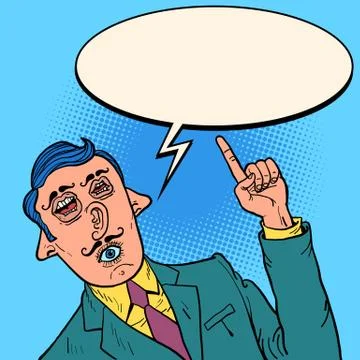 Funny man with a mixed face. Ears eyes mouth Stock Illustration