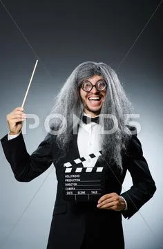 Funny Man With Movie Clapboard