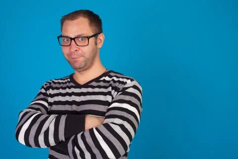 Funny man in pullover Stock Photos