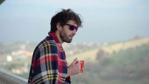 Funny Man Smoking And Drinking Video stock 147104386