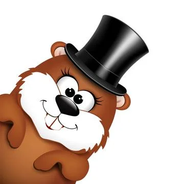 Funny marmot in hat on a white background Stock Illustration