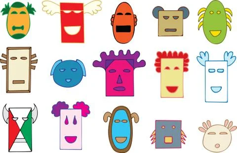 Funny masks Illustrazione stock