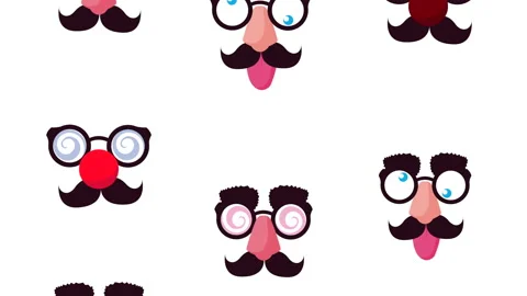 Funny masks with mustaches pattern Video stock 150173773