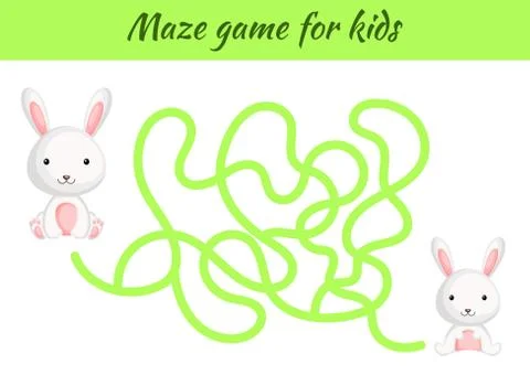 Funny maze or labyrinth game for kids. Help mother find path to baby. Educati Stock Illustration