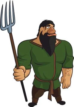 Funny medieval farmer Stock Illustration
