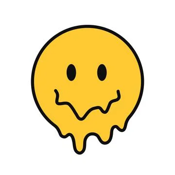 Funny melt smile faces. Vector hand drawn doodle cartoon character illustration Stock Illustration