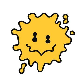 Funny melt smile faces. Vector hand drawn doodle cartoon character illustration Stock Illustration