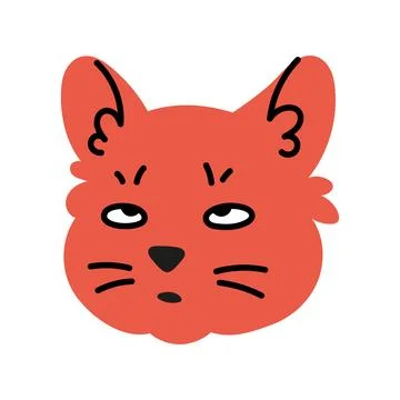 Funny meme cat head. Kitten illustration. Cute sticker. Animal print for kids. Stock Illustration