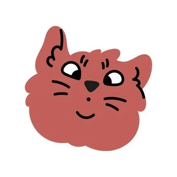 Funny meme cat head. Kitten illustration. Cute sticker. Animal print for kids. 스톡 일러스트