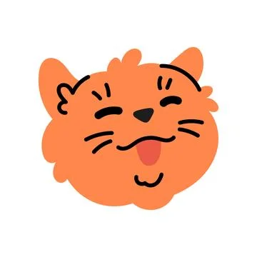 Funny meme cat head. Kitten illustration. Cute sticker. Animal print for kids. Stock Illustration