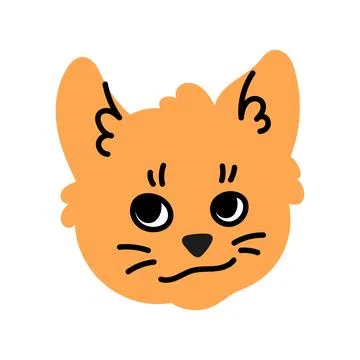 Funny meme cat head. Kitten illustration. Cute sticker. Animal print for kids. Stock Illustration
