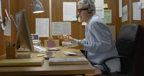 Funny messy office worker having a video call with no pants Stock Footage 308922952