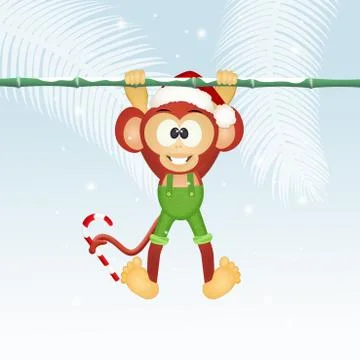 Funny monkey at Christmas Stock Illustration
