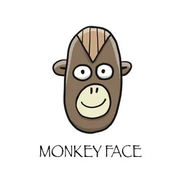 Funny monkey face. Sketch for your design. Childish style Stock Illustration