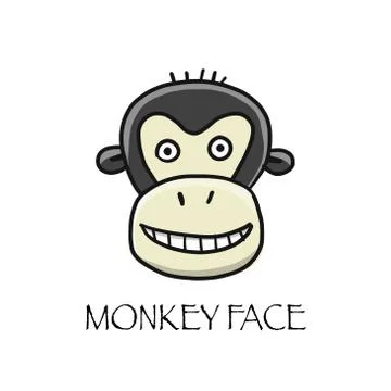Funny monkey face. Sketch for your design. Childish style Stock Illustration