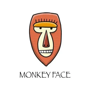 Funny monkey face. Sketch for your design. Childish style Stock Illustration