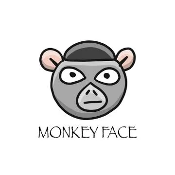 Funny monkey face. Sketch for your design. Childish style Stock Illustration