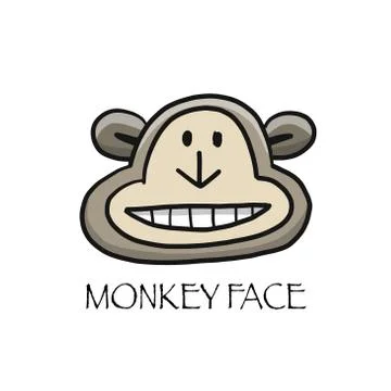 Funny monkey face. Sketch for your design. Childish style Stock Illustration