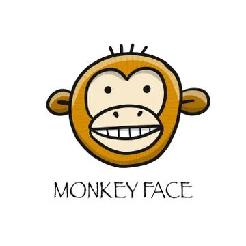 Funny monkey face. Sketch for your design. Childish style Stock Illustration