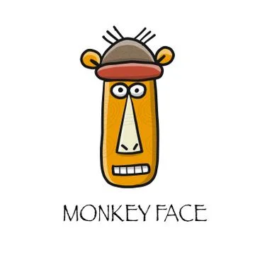 Funny monkey face. Sketch for your design. Childish style Stock Illustration