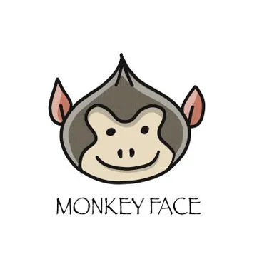 Funny monkey face. Sketch for your design. Childish style Stock Illustration